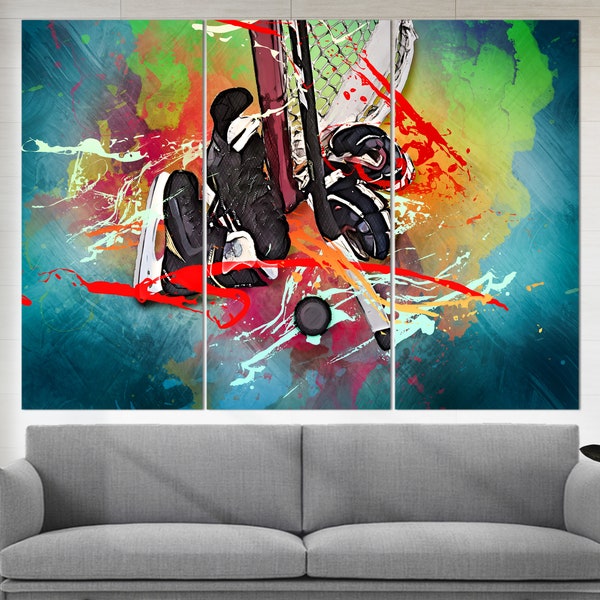 Ice Hockey Wall Art, Hockey Canvas Print, Vintage Hockey Sticks Photo, Hockey Wall Decor, Boys Room Decor, Hockey Fan Gift Gift