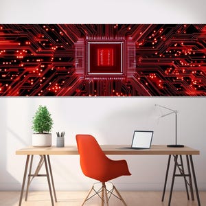 Minimalist Technology Wall Art, Micro Chip Canvas Print, High Tech Poster, Circuit Canvas Print, Chip Canvas Art, IT Office Wall Decor