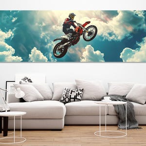 Motocross Wall Art, Motocross Jump Canvas Print, Large Dirt Bike Print, Biker Gift, Motocross Fan Gift, Framed and Ready to Hang
