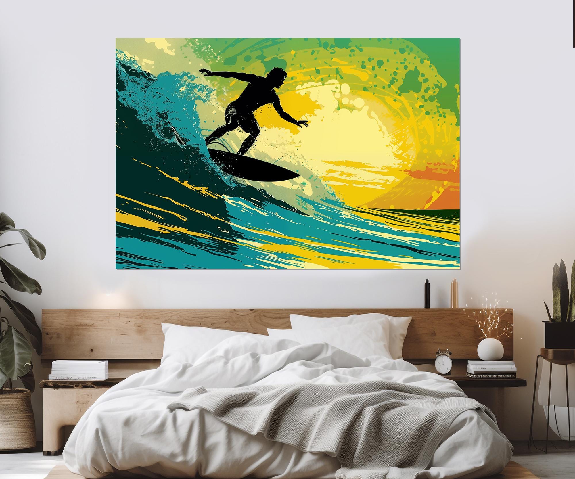 サーフィンウォールアート、ポップアートサーフィンキャンバスプリント