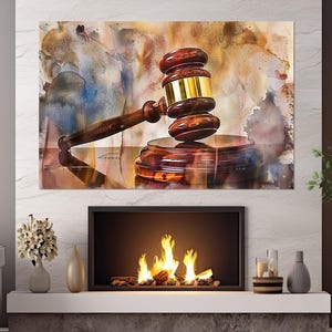 Justice Wall Art, Gavel Canvas Print, Lawyer Gift, Judge Hammer, Lawyer Office Decor, Judge Gift, Attorney Gift, Framed & Ready to Hang