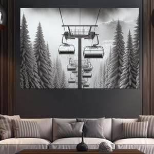 Großes gerahmtes Gemälde, Leinwand, Gemälde, Skifahrer Geschenk, Skifahrer Geschenk, Skifahrer Geschenk, Geschenk Leinwand, gerahmt und fertig zum Aufhängen