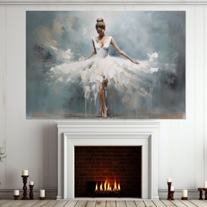 Beautiful Ballerina Painting Canvas Print, Abstract Ballet Wall Art, Ballet Studio Decor, Dancing Canvas Art, Ballerina Gift