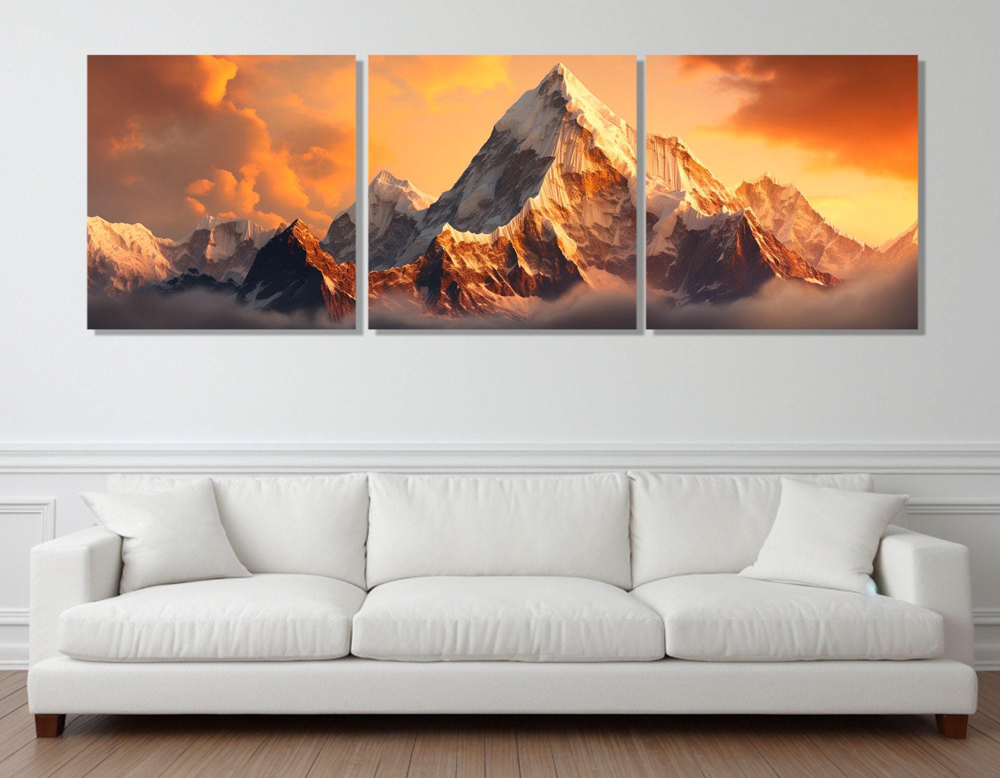 Everest Sunset Canvas Print, Himalayas Wall Art, Large Everest