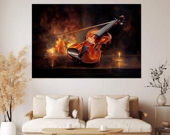 Violin Painting, Violin Canvas Print, Violin Wall Art, Musician Gift, Violinist Gift, Framed and Ready to Hang