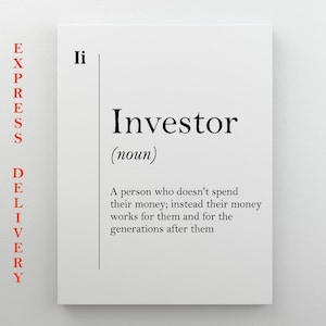 Investor Canvas Art, Investor Definition, Investor Gift, Entrepreneur Gift, Investing Wall Art, Investor Office Wall Decor, Office Wall Art