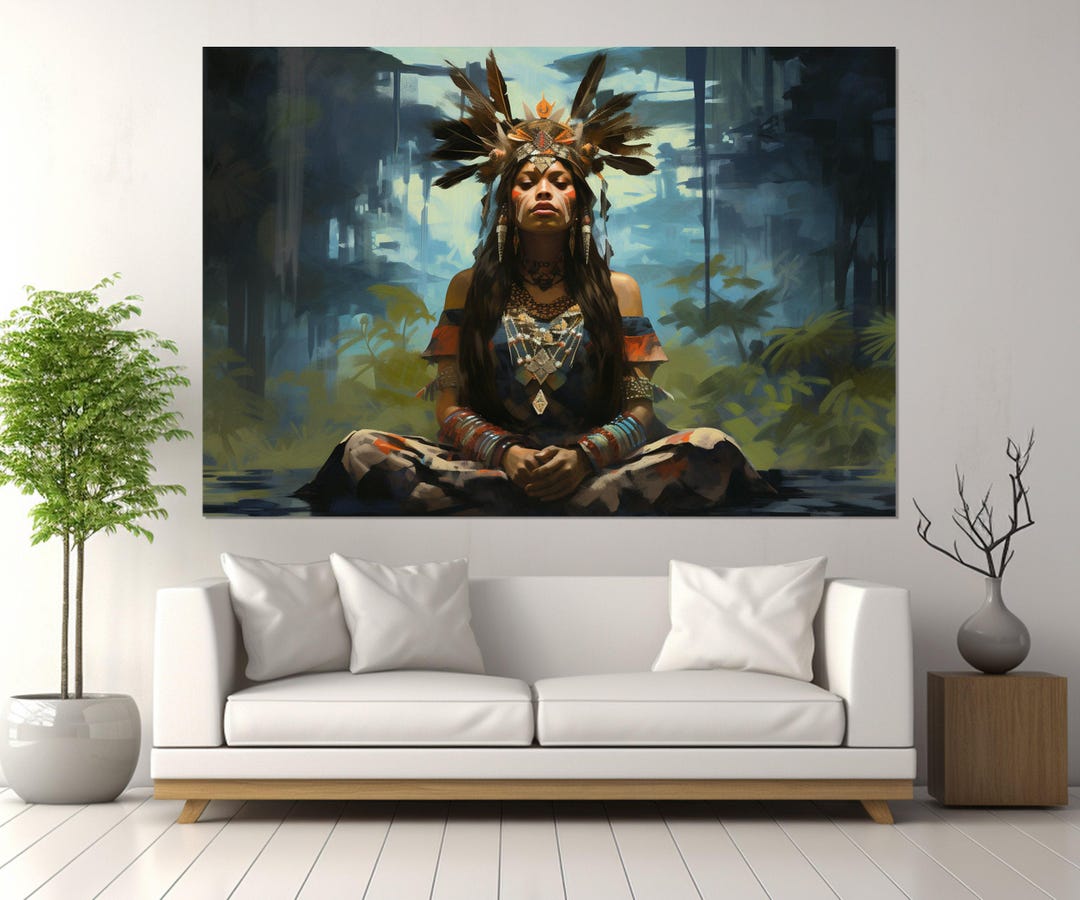 Native American Woman Painting Canvas Print, First Nations Wall Art ...
