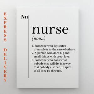 Nurse Definition Canvas Print, Nurse Gift, Nurse Wall Art, Nurse Graduation Gift, Nurse Poster, Nurse Office Decor, Framed and Ready to Hang