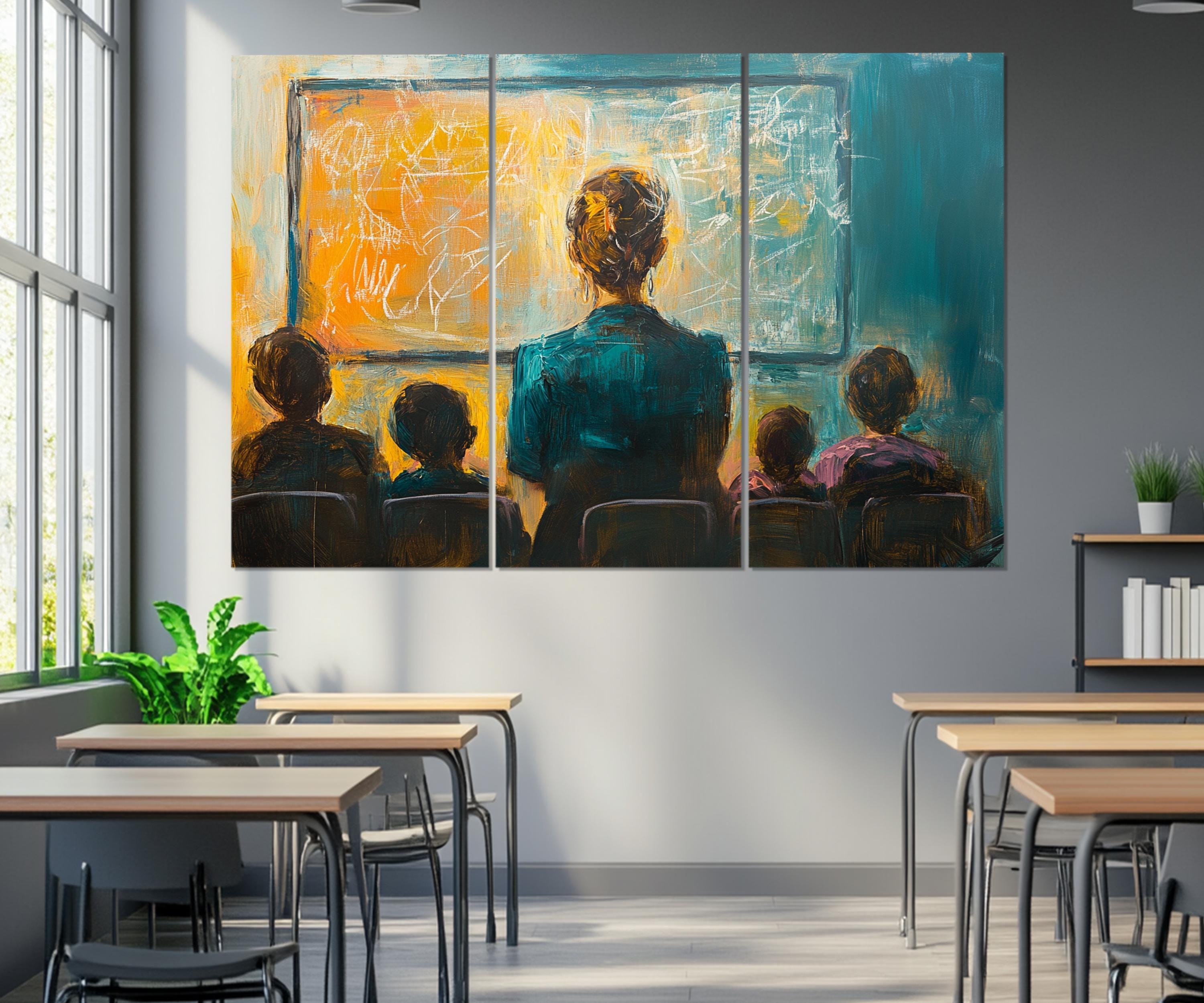 Abstract Teacher Painting Canvas Print, School Wall Art, Teacher's Room ...