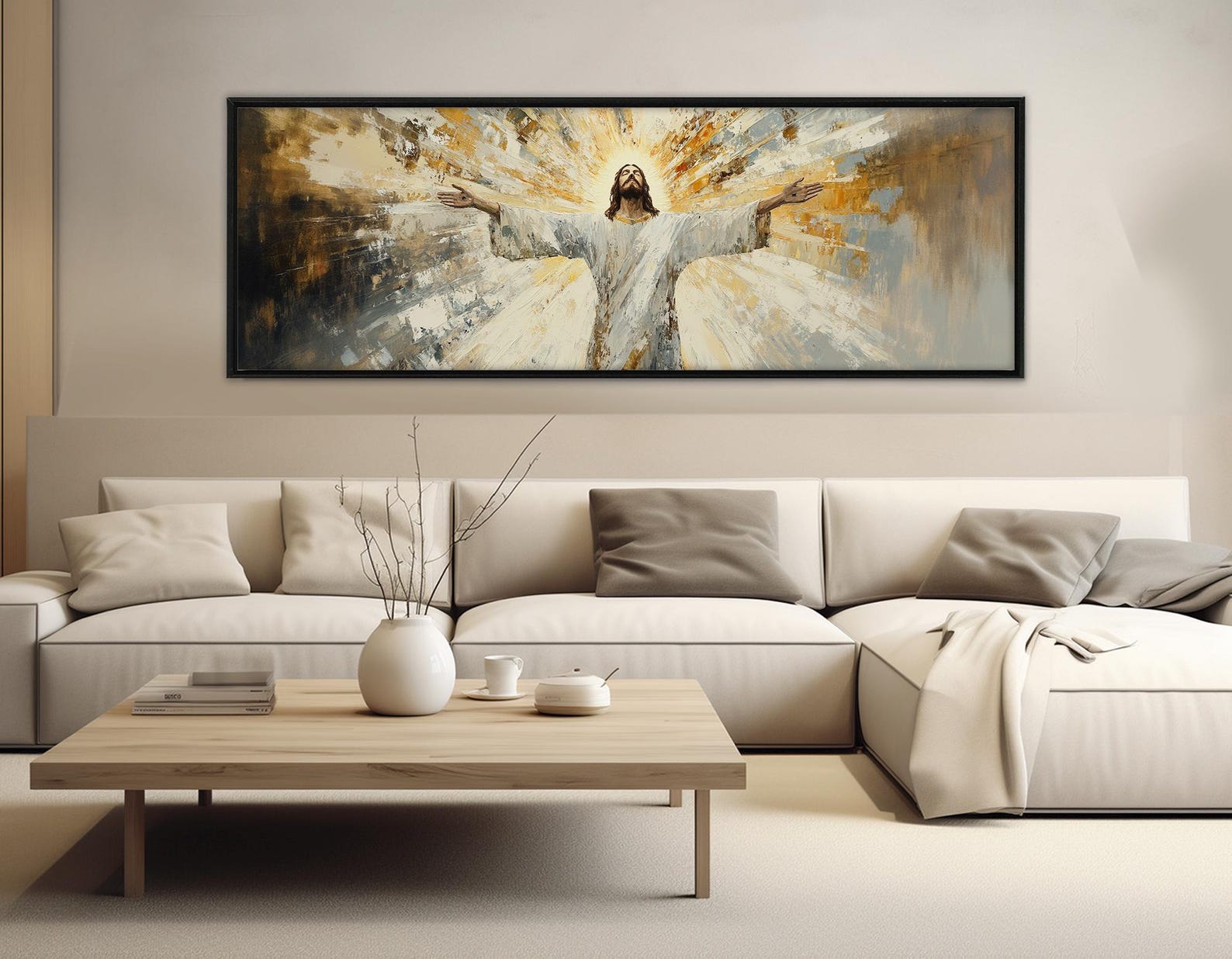 Large Jesus Christ Canvas Print, Abstract Religious Painting, Religious ...