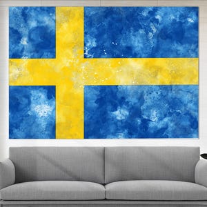 Sweden Flag Canvas Print, Sweden Wall Art, Flag of Sweden Print