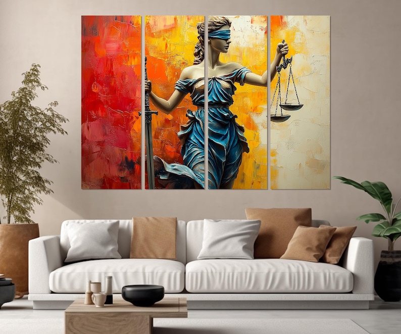 Abstract Lady Justice Canvas Print, Lawyer Office Wall Decor, Justice ...