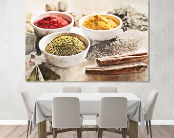 Kitchen Canvas Print, Food Wall Art, Restaurant Decor, Herbs Poster, Kitchen Wall Art