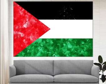 Impressão em tela da bandeira da Palestina, arte de parede da Palestina, impressão da bandeira da Palestina