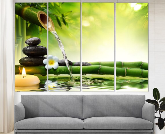 Spa Garden Canvas Print Garden Decor Water Flow Bamboo Etsy