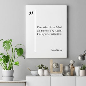 Impression sur toile citation de Samuel Beckett, art mural Samuel Beckett