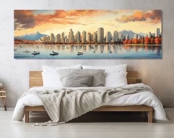 Abstract Vancouver Wall Art, Vancouver Painting Canvas Print, Large Vancouver Poster, Canada Wall Art, Framed and Ready to Hang