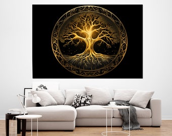 Impresión en lienzo del Árbol de la Vida, Arte mural del Árbol de la Vida, Pintura del Árbol de la Vida, Enmarcada y lista para colgar