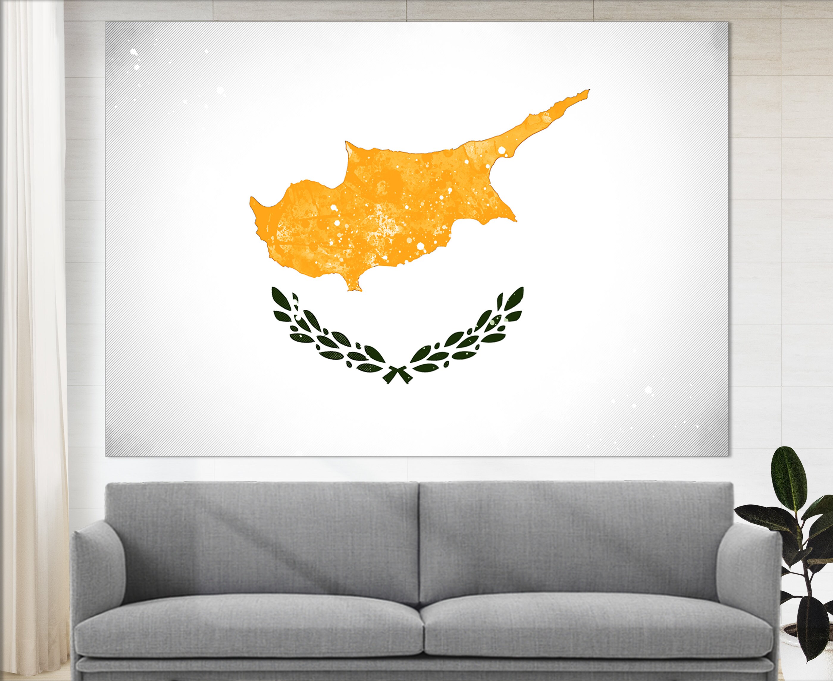 Cyprus Flag Canvas Print Cyprus Wall Art Flag of Cyprus Etsy