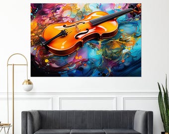 Abstract Violin Painting Canvas Print, Violinist Gift, Framed and Ready to Hang