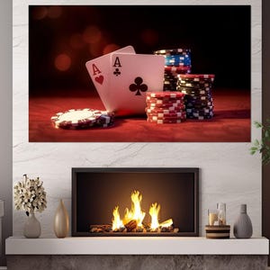 Poker Wall Art, Poker Canvas Print, Poker Player Gift, Pocket Aces Poster, Poker Room Decor, Casino Wall Art, Framed and Ready to Hang