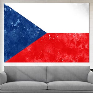 Canvasafdruk vlag Tsjechië, kunst aan de muur Tsjechië, afdruk vlag van Tsjechië