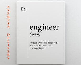 Engineer Canvas Art, Engineer Gift, Engineer Definition Print, Engineer Wall Art