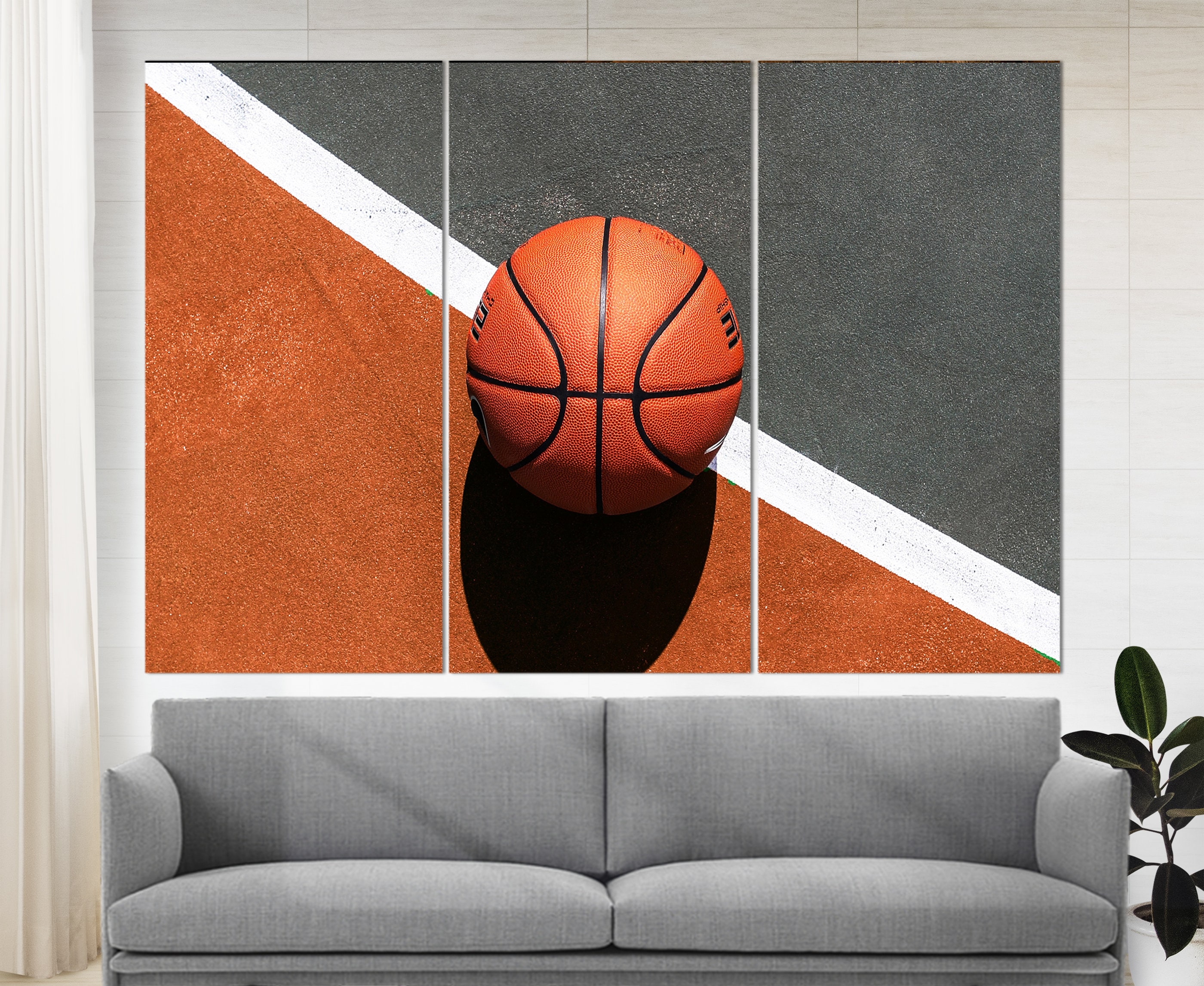 Simple Basketball court home canvas wall art