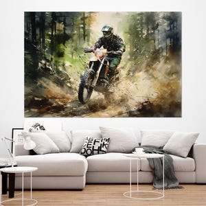 Motocross Wall Art, Motocross Canvas Print, Dirt Bike Wall Art, Motocross Painting, Dirt Bike Poster, Framed and Ready to Hang