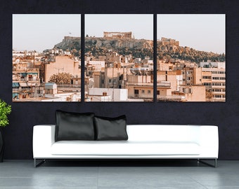 Athens Skyline Panorama Canvas Print Athens Photo Athens Print Greece Canvas Art Housewarming Gift Greek Gift Greek Wall Decor Home Decor