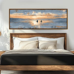 Sunrise Beach Yoga Minimalist Canvas Print, Slow Living Wall Art, Framed & Ready to Hang