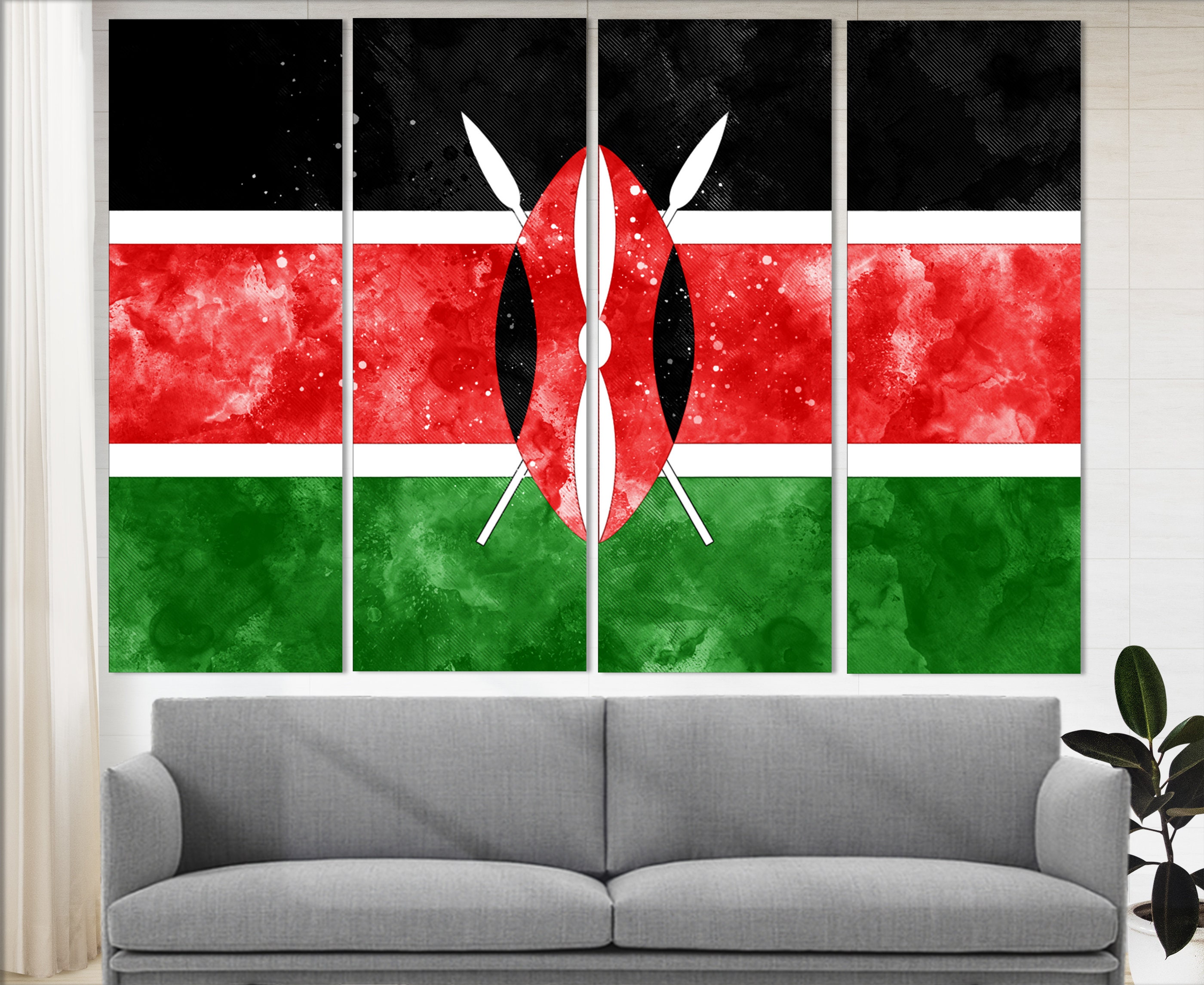 Kenya Flag Canvas Print Kenya Wall Art Flag of Kenya Print Etsy