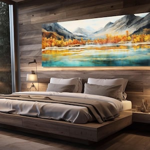 Huanglong Wall Art, Five Color Ponds at Huanglong Valley Canvas Print, Large Asian Painting, Framed and Ready to Hang
