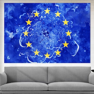 Europe Flag Canvas Print, Europe Wall Art, Flag of Europe Print