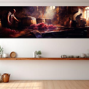 Vintage Wine Wall Art, Winery Canvas Print, Winemaking Painting, Winemaker Gift, Large Wine Canvas Art, Framed and Ready to Hang
