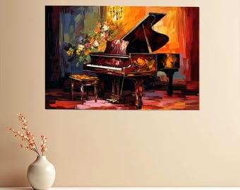 Moderne Impression Sur Toile Piano Nature Musique élégance Image Tableau Decoration Murale 70x50cm Deco Cadre Décoration Salon Chambre Horizontal Tableaux Decoratifs Muraux Art Wall AA70x50-3034