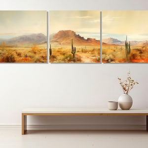 Große Arizona Wüste Malerei Leinwand, Sonoran Wüste Wandkunst, Arizona Malerei, gerahmt und fertig zum Aufhängen
