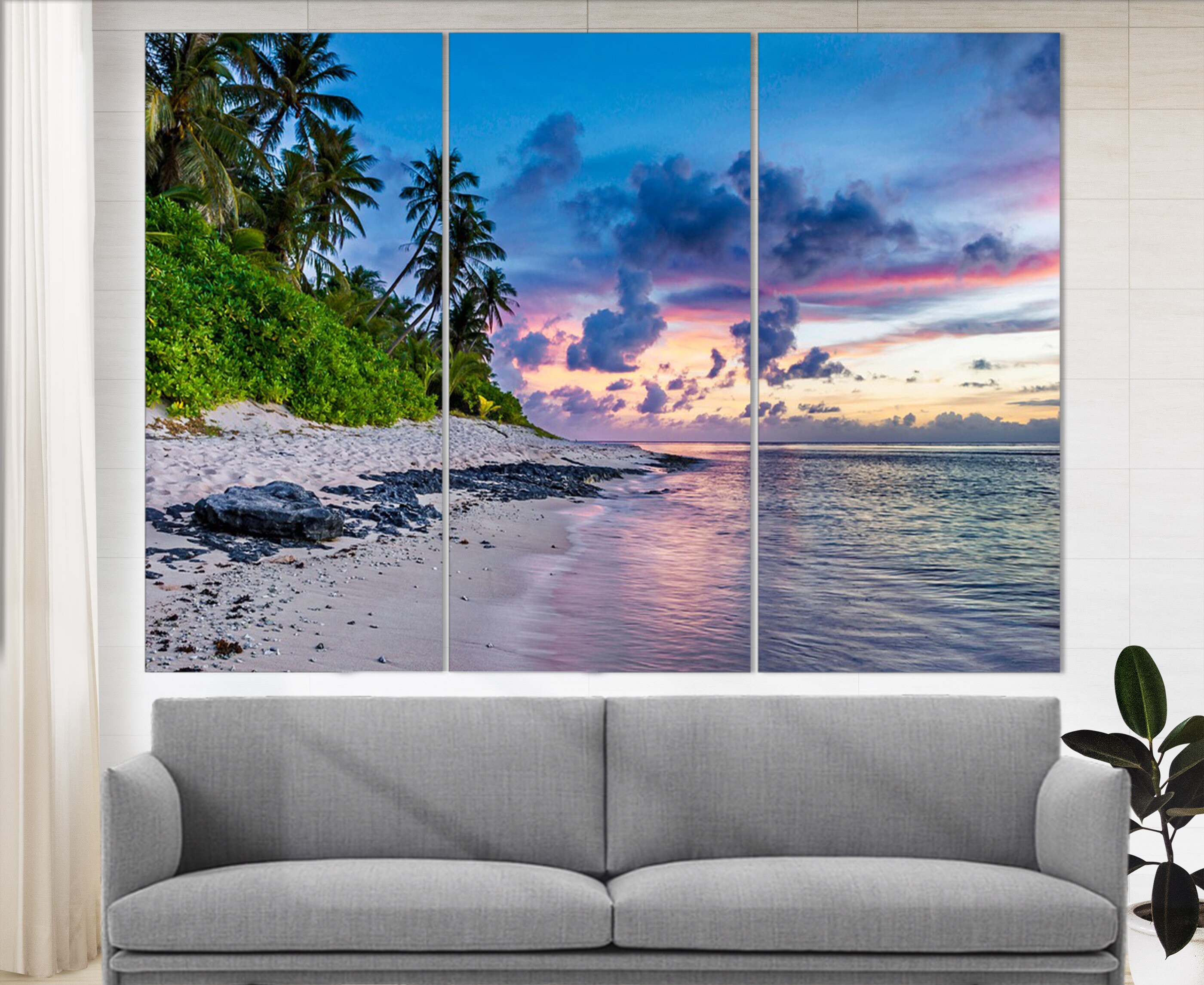 Tropical Beach Canvas Print Tropical Wall Decor Ocean Wall | Etsy