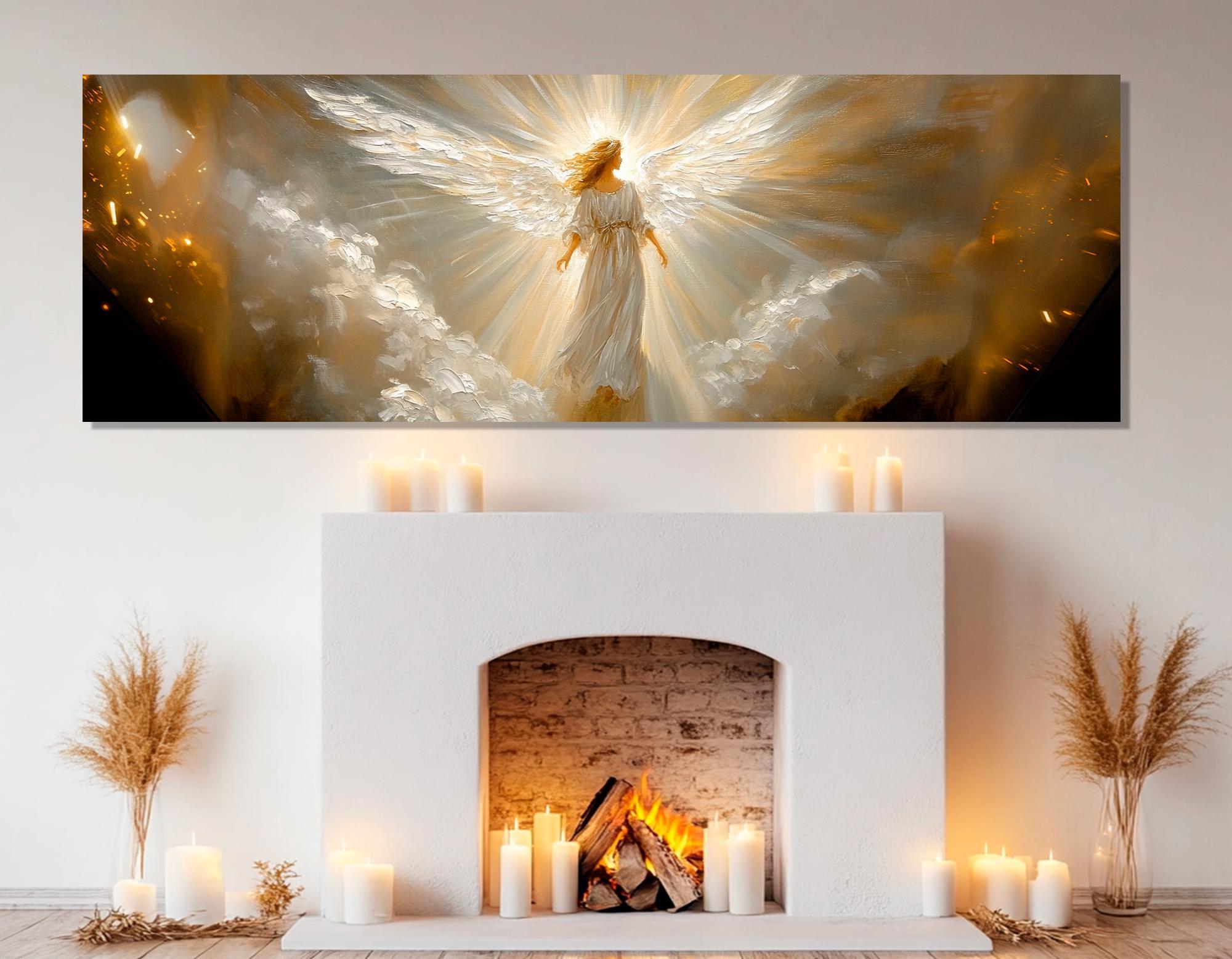Abstract Angel Painting Canvas Print, Bedroom Wall Decor, Religious