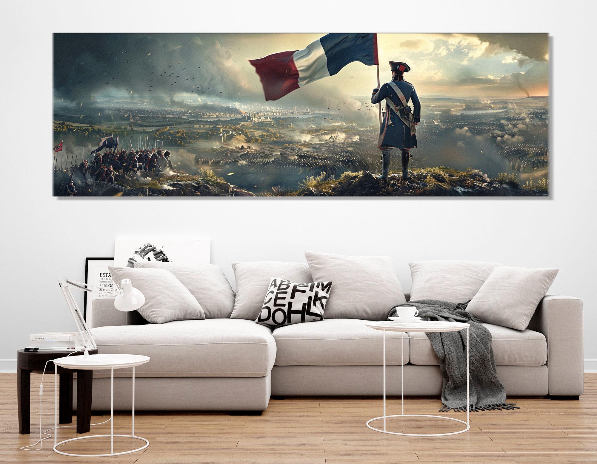 Napoleon Holding French Flag Painting, Napoleon Canvas Print