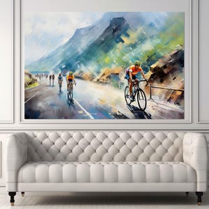 Radfahrer Malerei Leinwanddruck, Radfahren Wandkunst, Sport Pub Dekor, Velo Sport Kunst, Radsport Club Wanddekor, gerahmt und fertig zum Aufhängen