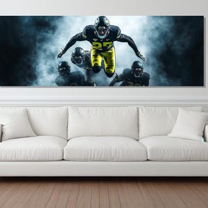Abstract Football Wall Art, American Football Painting Canvas Print, Man Cave Wall Decor, Football Poster, Framed and Ready to Hang