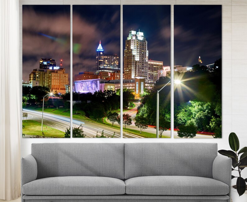 Raleigh Wall Art Raleigh Canvas Print Raleigh Skyline North Etsy