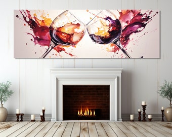 Large Wine Wall Art, Wine Glasses Painting, Wine Shop Decor, Winery Canvas Print, Sommelier Gift, Framed and Ready to Hang