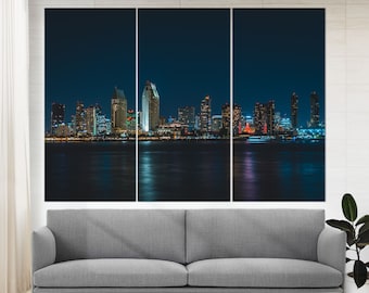 San Diego night 4PCS HD Canvas Printing Home Decor Room Wall Art poster Pictures 