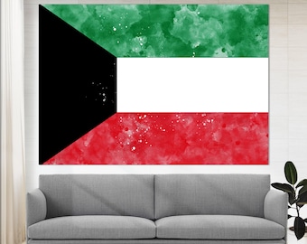 Kuwait Flag Canvas Print, Kuwait Wall Art, Flag of Kuwait Print, Framed and Ready to Hang