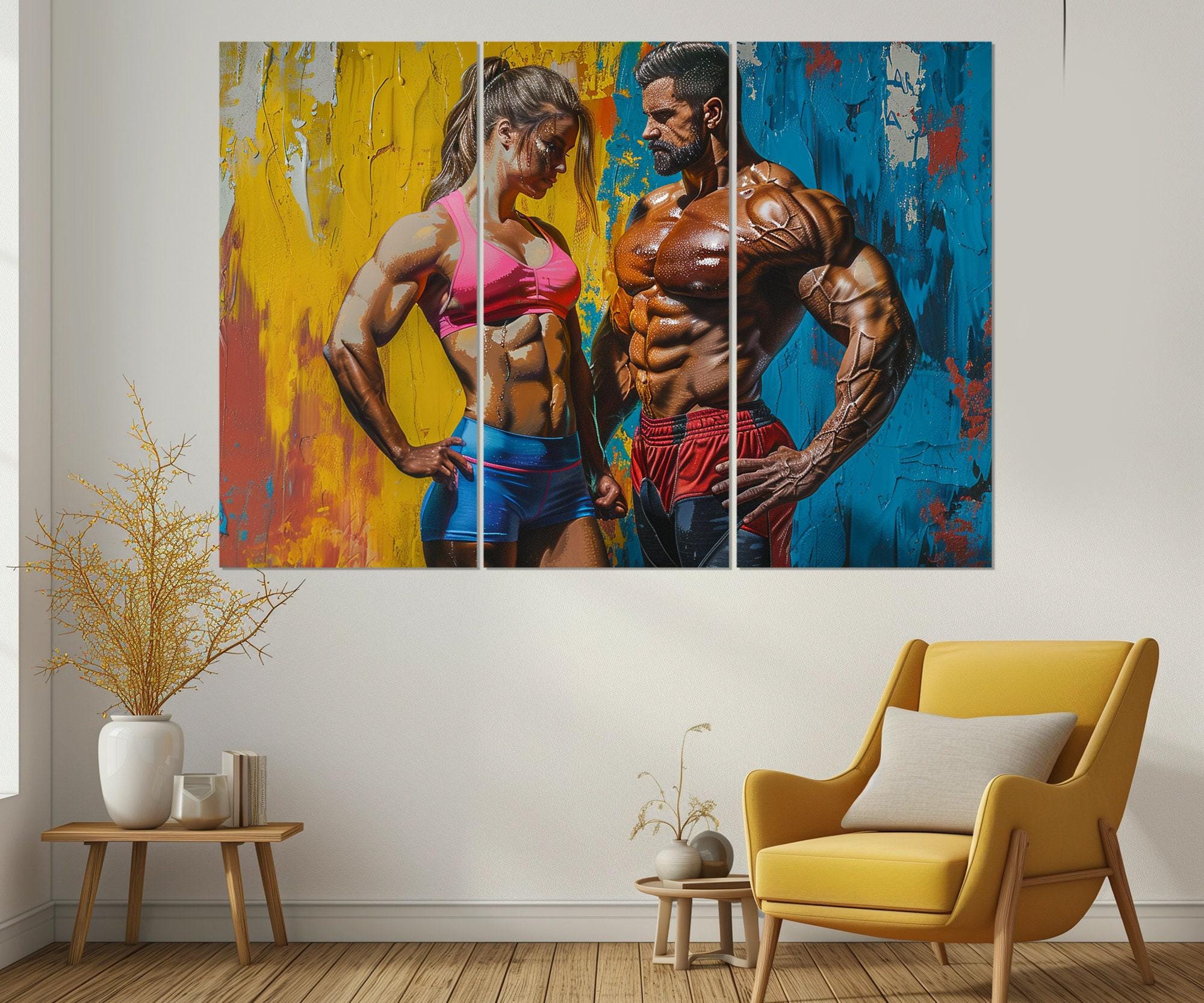 QPOKLAF Stampe artistiche da parete colorate su tela, con manubri