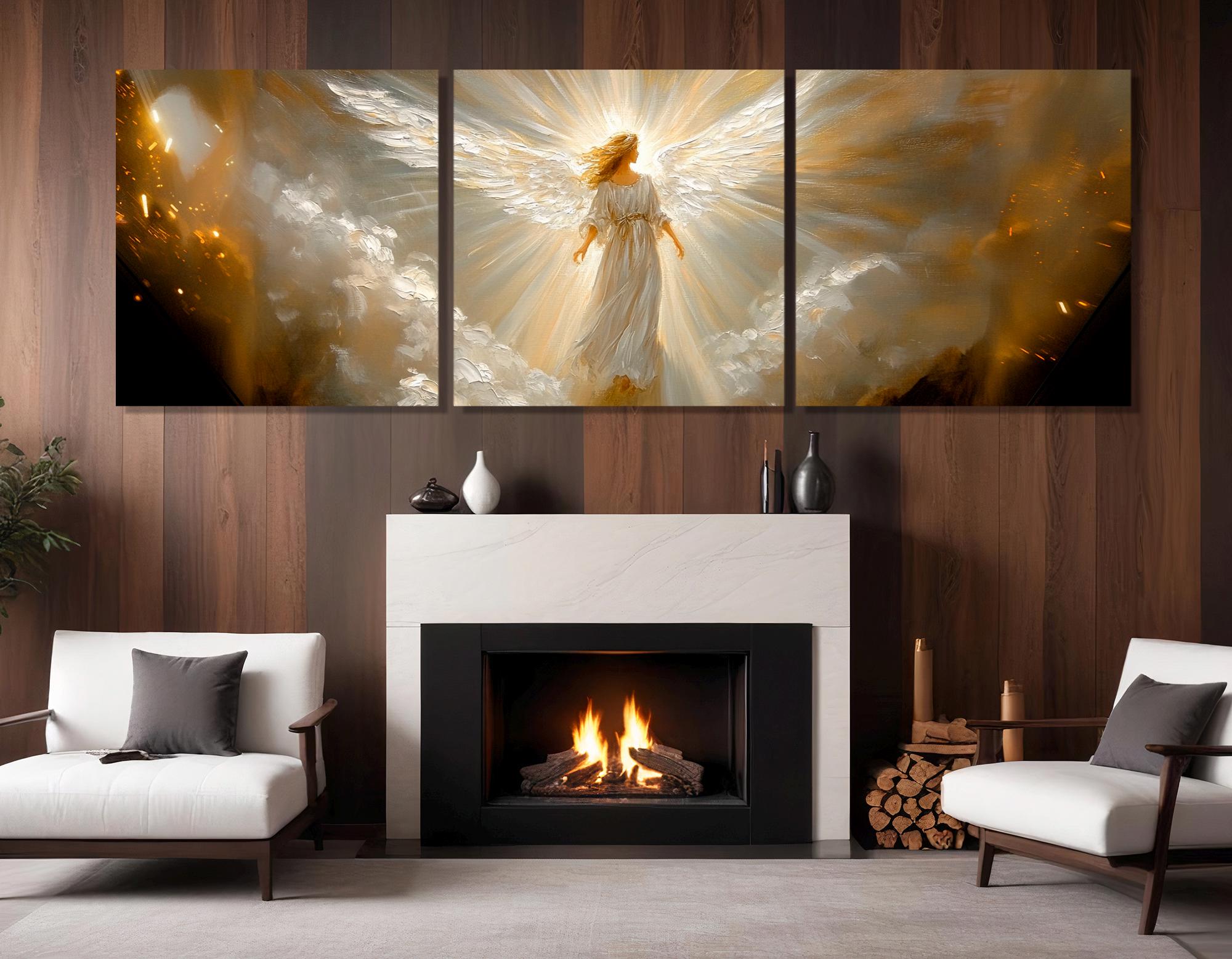 Abstract Eangels Abstract Angel Painting Canvas Print, Bedroom Wall Decor, Religious ...