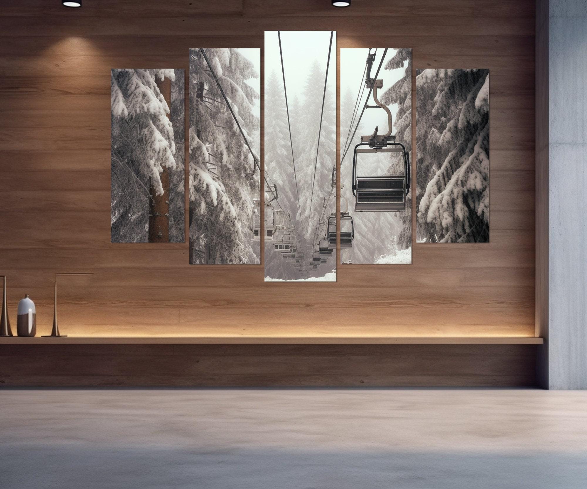 Large Ski Lift Canvas Print, Scenic Ski Lift Wall Art, Winter Cable Car ...