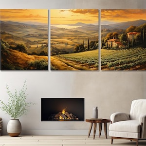 Extra Large Tuscany Panorama Canvas Print, Italy Wall Art, Tuscany Landscape, Italy Canvas Art, Framed and Ready to Hang